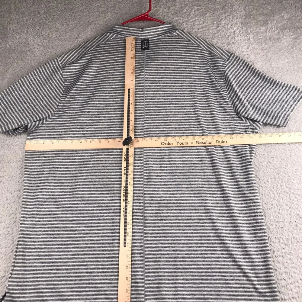 Nike Tiger Woods Golf Polo Shirt Mens XL Grey Striped Oklahoma OU Logo